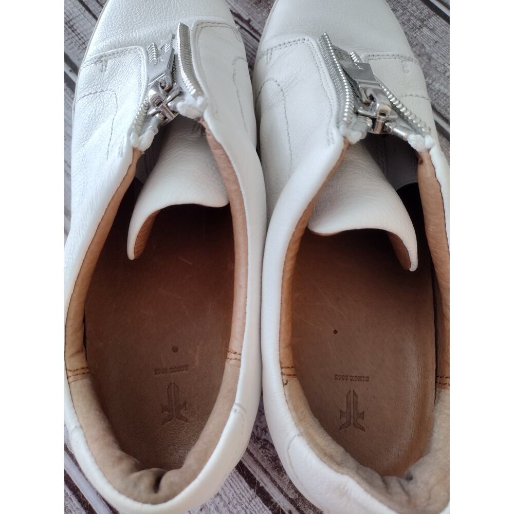 Frye | White Leather Lena Low Zip Sneaker Shoes Women's 8.5 - Picture 11 of 14
